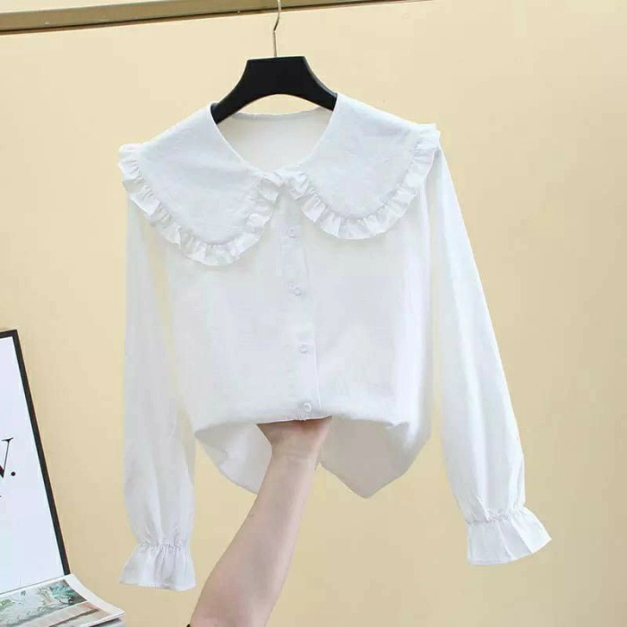 nicola daisy blouse kemeja atasan anak perempuan 1-12 tahun - Putih, 4xl