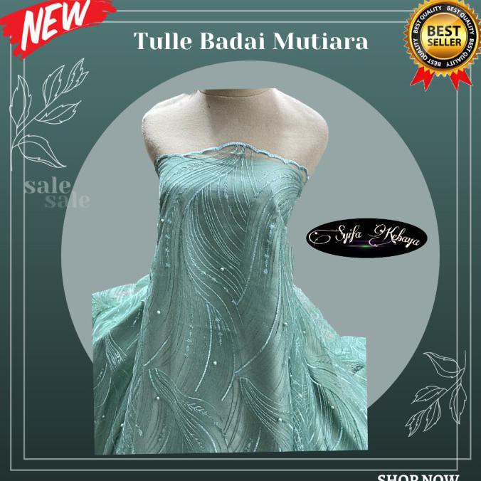 DISKON] TURUN HARGA KAIN TILE MUTIARA IMPORT ST08 KAIN BROKAT BRUKAT KEBAYA - Navy