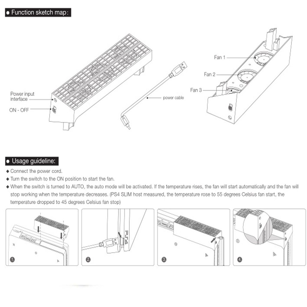 DOBE Super Cooling Fan Sony PS4 Slim / Kipas Pendingin Playstation 4 Slim Cooler External USB Cable