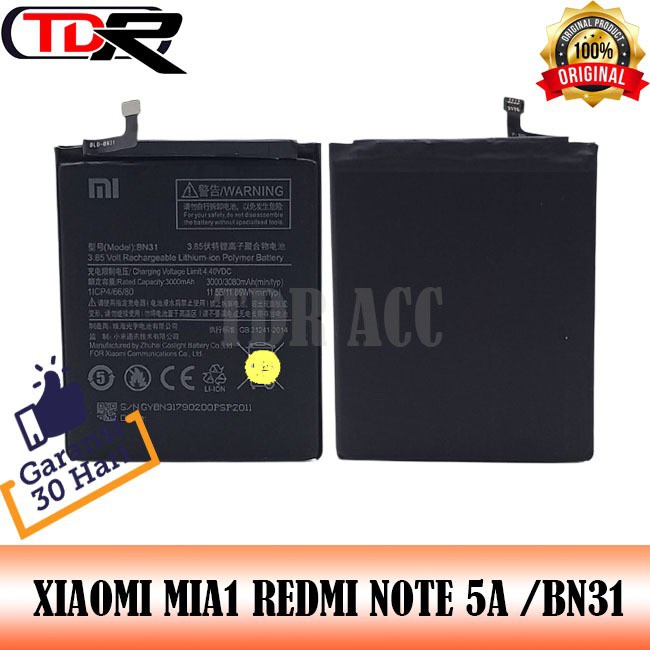 BATTERY - BATRE - BATRAI - BATERAI XIAOMI BN31 MIA1 REDMI NOTE 5A REDMI S2 - FULL CELL - DOUBLE IC - 2IC - KUALITAS 100%