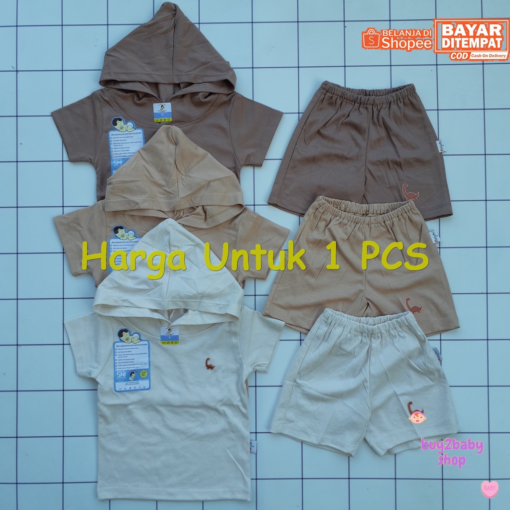 Baju Bayi Setelan Hoodie Pendek Bahan Premium BABYHAI Brown Series 1 PCS
