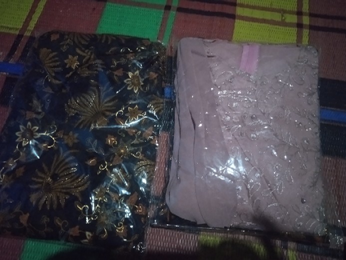 [pilihan Warna] Couple Batik Akina Bahan Brukat Furing Tile Katun Allsz Ld110 P140cm Kmz Ld110 P70cm