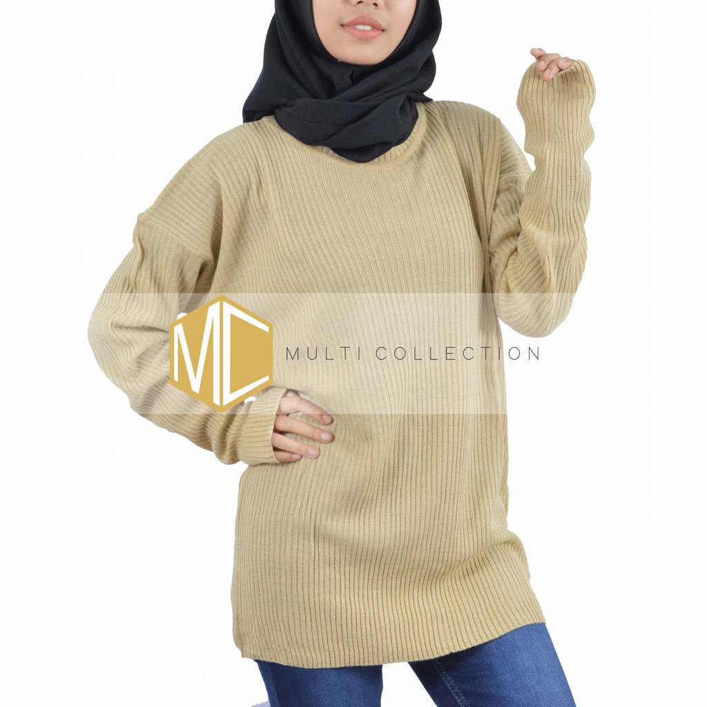 BOXY ABG PREMIUM - Baju Rajut Korea - Sweater Rajut Wanita - boxy sweater - sweater oversize - Rajut-CREAM