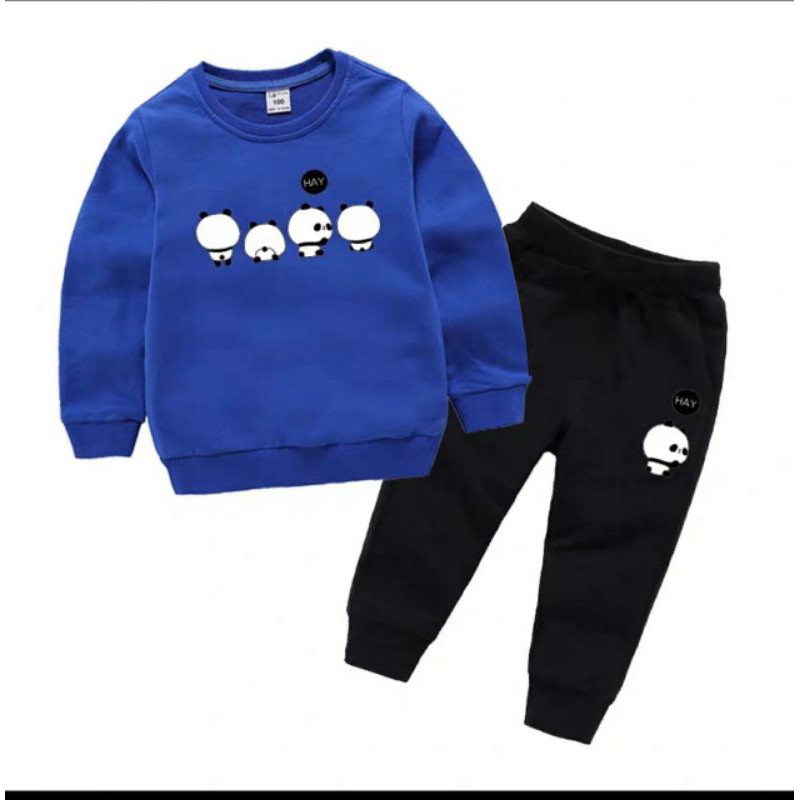 XOS - SETELAN PANDA HAY (-+2-6 Tahun) / SETELAN ANAK CWO CWE / SWEATER ANAK / COD✅ (Good Quality)