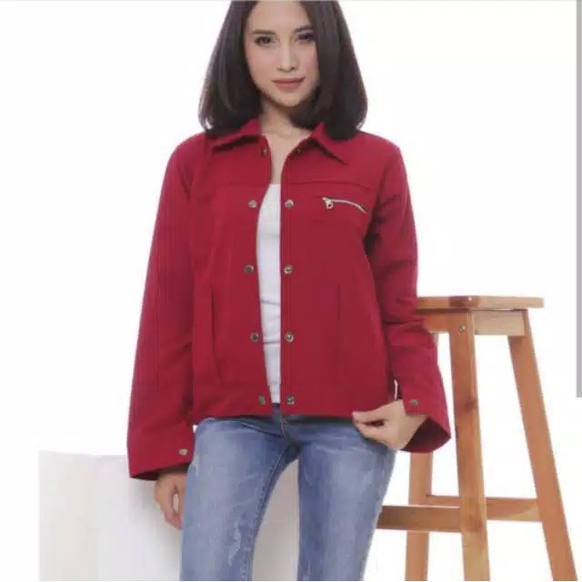 K7 Jaket Wanita Casual POLAN Jaket zippi(POKET) size M L XL