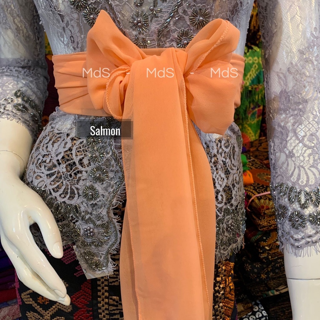 Selendang Crep Bali Panjang 2,5 Meter-Salmon