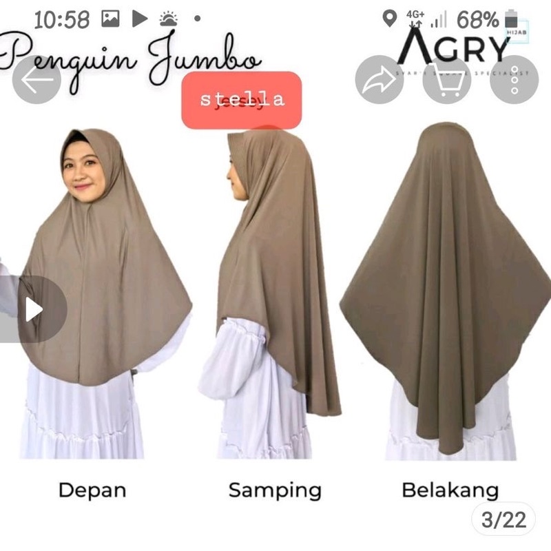 HIJAB JILBAB BERGO PED PINGUIN UKURAN L Dan XL