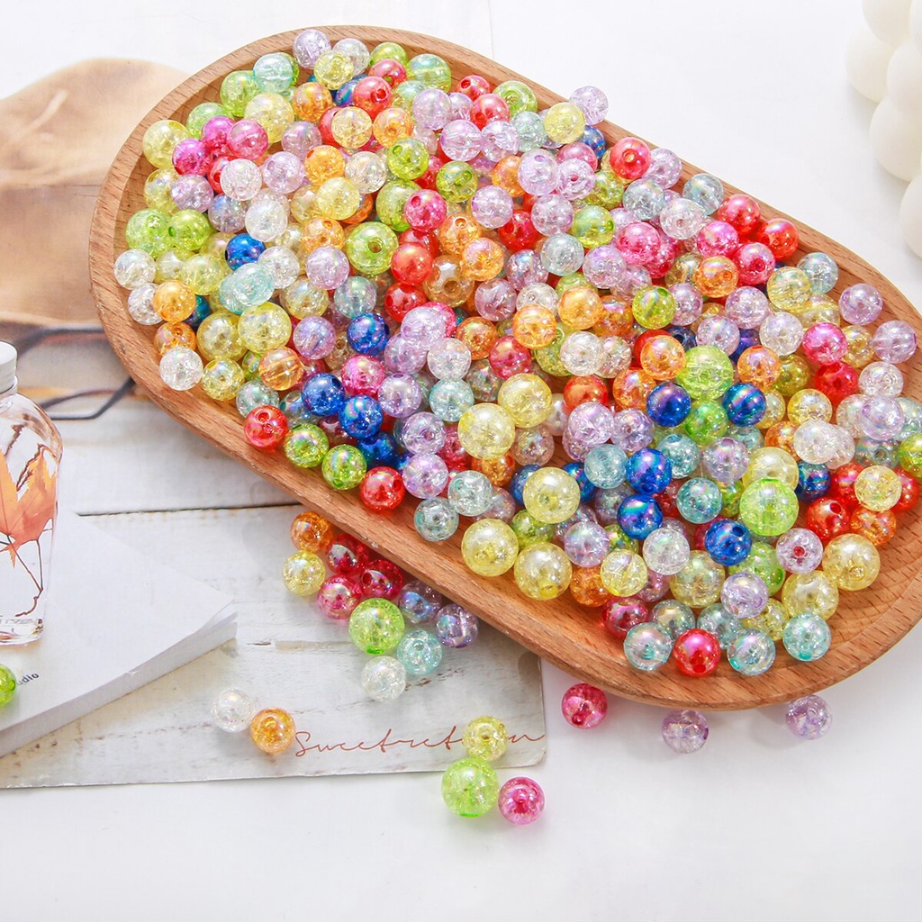 8/10mm 50 pcs Acrylic Beads Colorful Gelembung Kristal Beads Untuk Wanita Dekorasi Perhiasan Membuat Aksesoris DIY Gelang