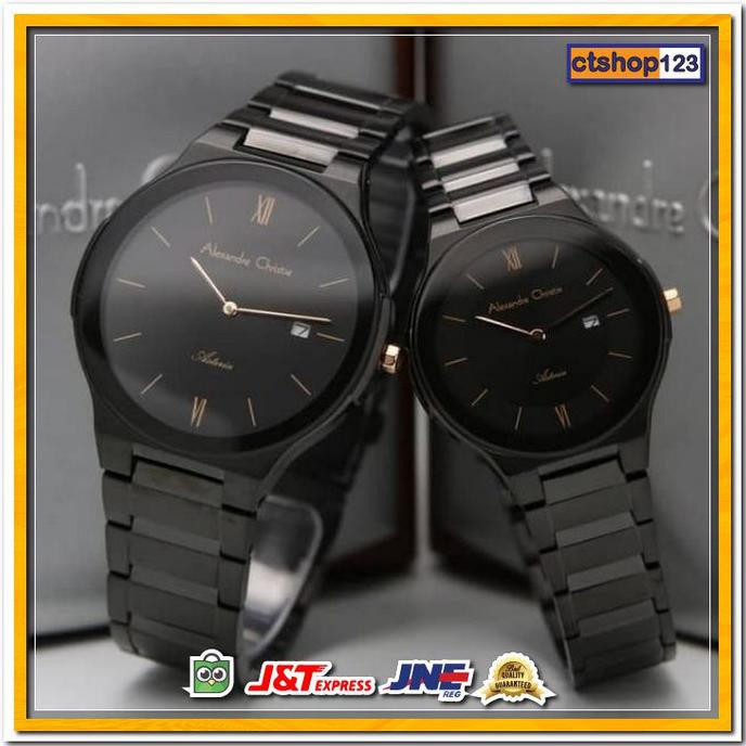 Jam Tangan Couple Sepasang Alexandre Christie Ac 8612 Full Black Ori. Bunga.Shopping.Mall