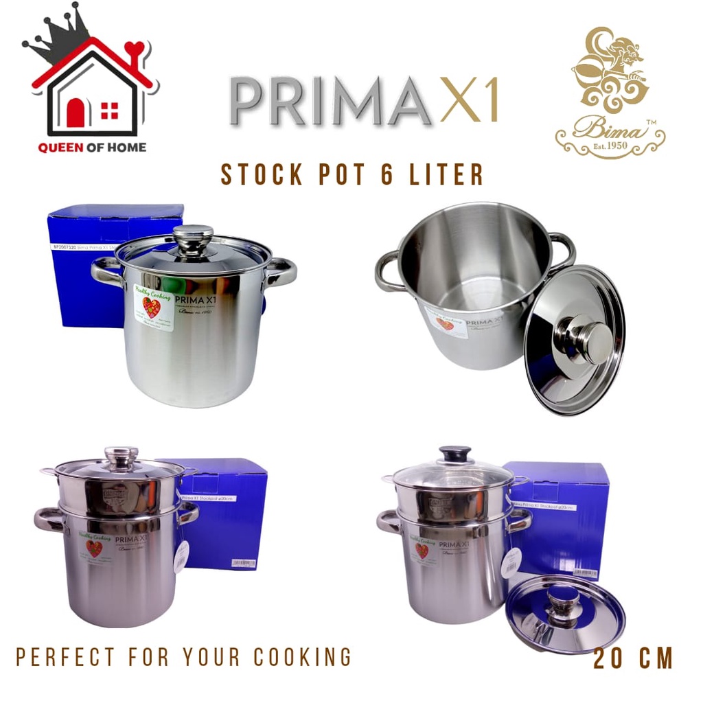 Bima Prima X1 Stock Pot 20cm High Stock Pot Stainless Steel Panci Induction BP2007320