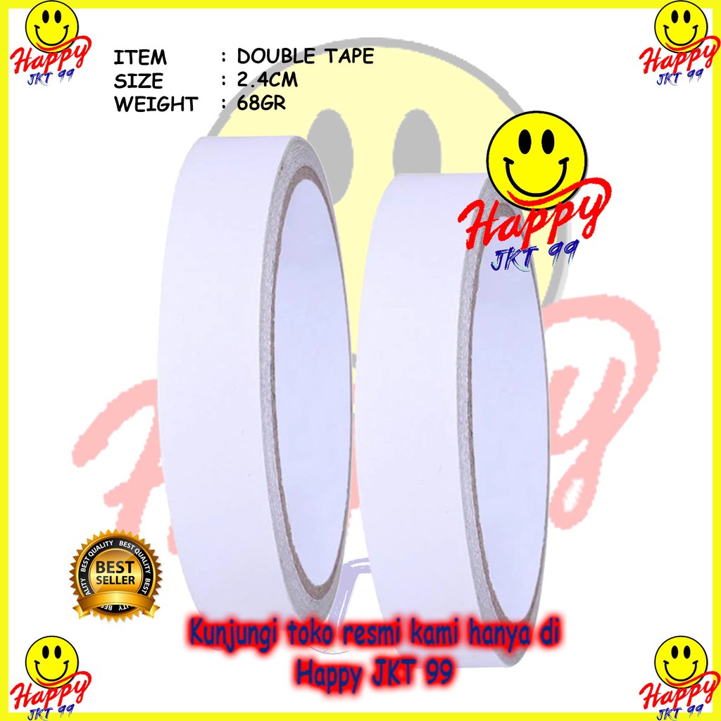 [ HAPPY JKT 99 ] ISOLASI DOUBLE TAPE SOLVENT 2.4CM X 12M