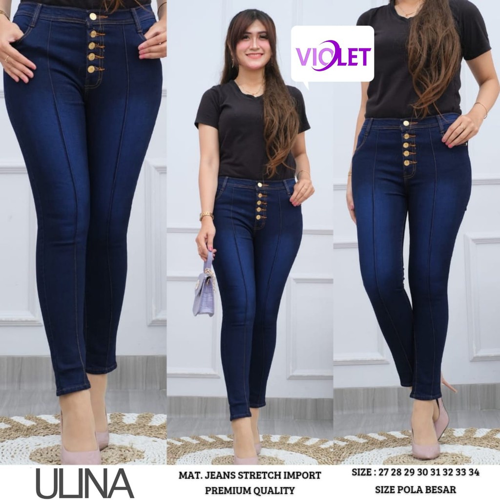 FREYA HIGHWAIST JEANS KANCING 5 TULANG (SAKU DEPAN)