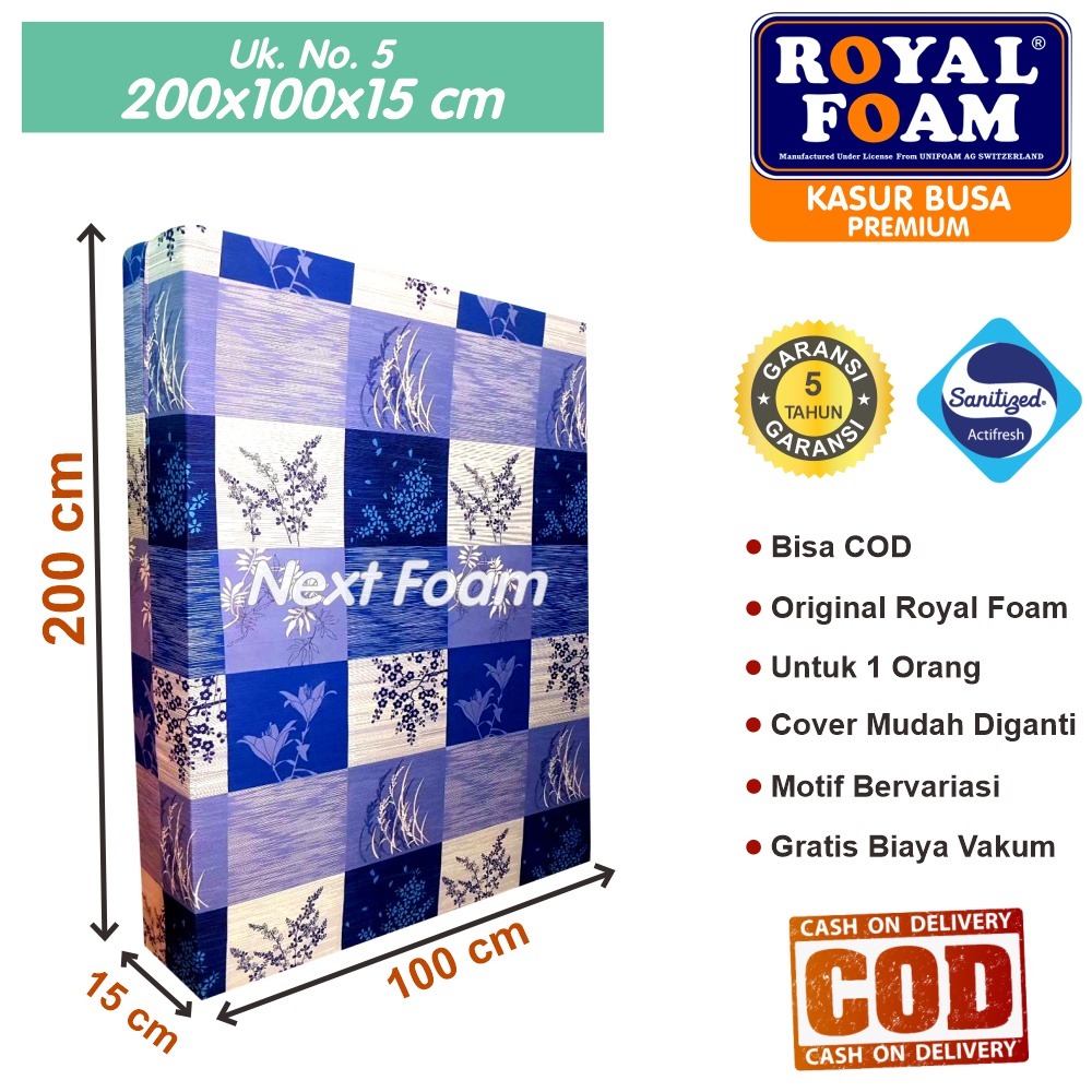 Kasur Busa Royal Foam Ukuran No 5 200x100x15 cm Tebal 15 cm D16 ORIGINAL Garansi 10 Tahun