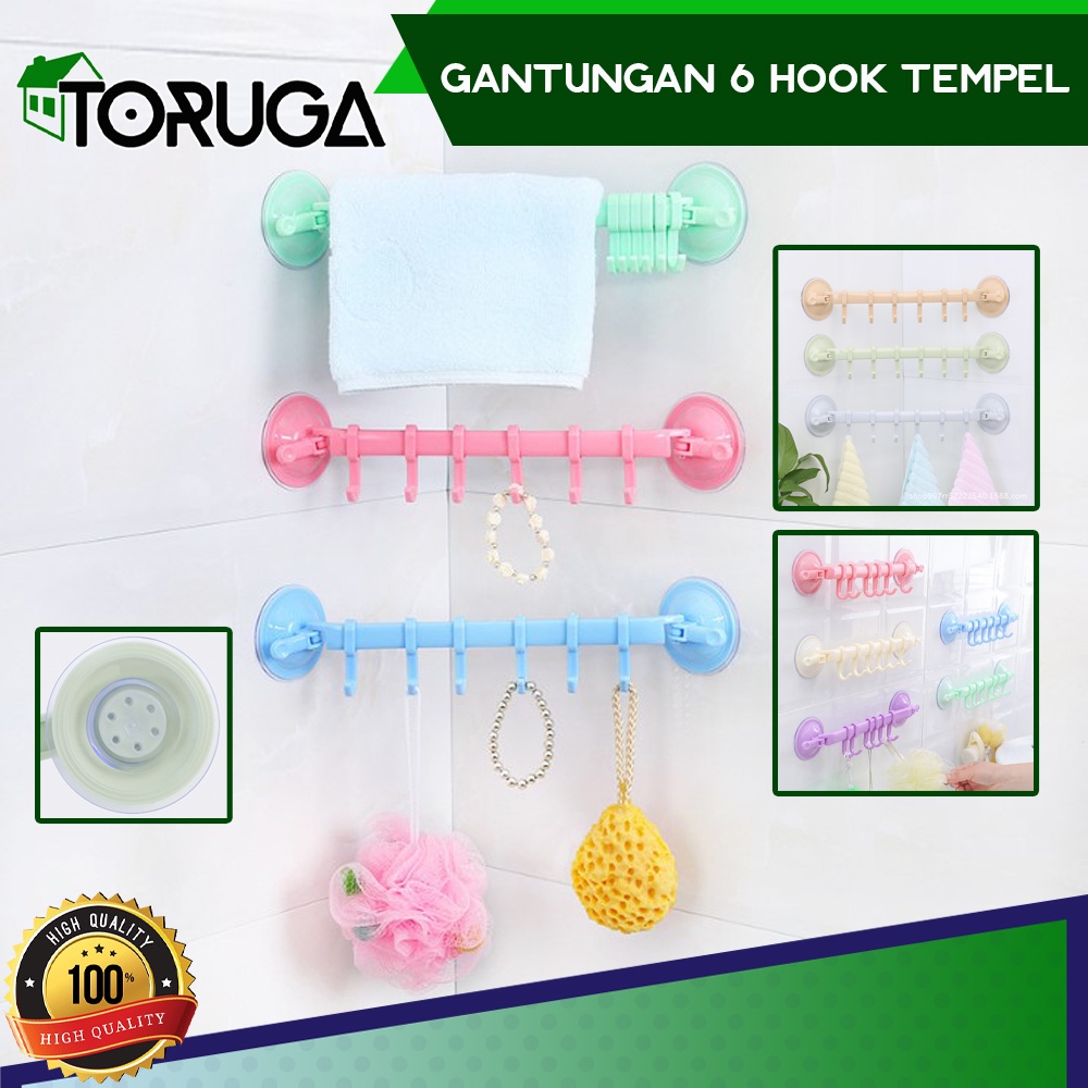 Gantungan Kamar Mandi Kait 6 in 1 Sudut Tempel Hook Suction Gantungan Handuk Vacuum Toilet  Serbaguna