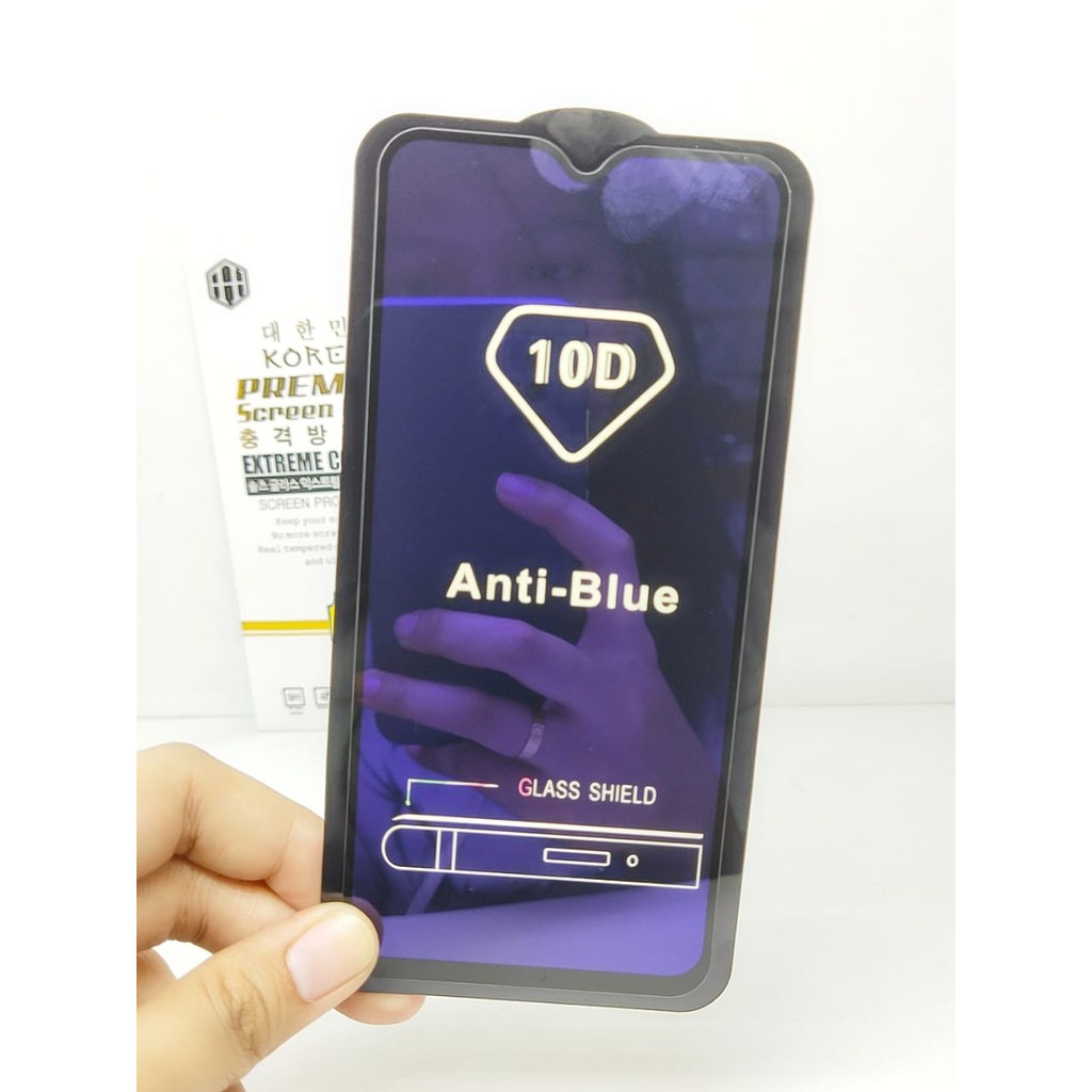 KOREAN Blue Ray 10D Oppo A12 A5S F9 A7 6.22 inchi Tempered Glass FULL GLUE ANTI RADIASI