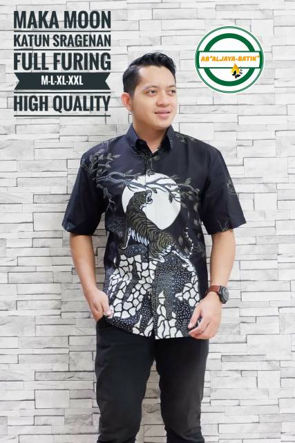 Kemeja Batik Lengan Panjang/Hem Batik Lengan Pendek MAKA MOON Bahan Katun Sragenan Adem Dipakai