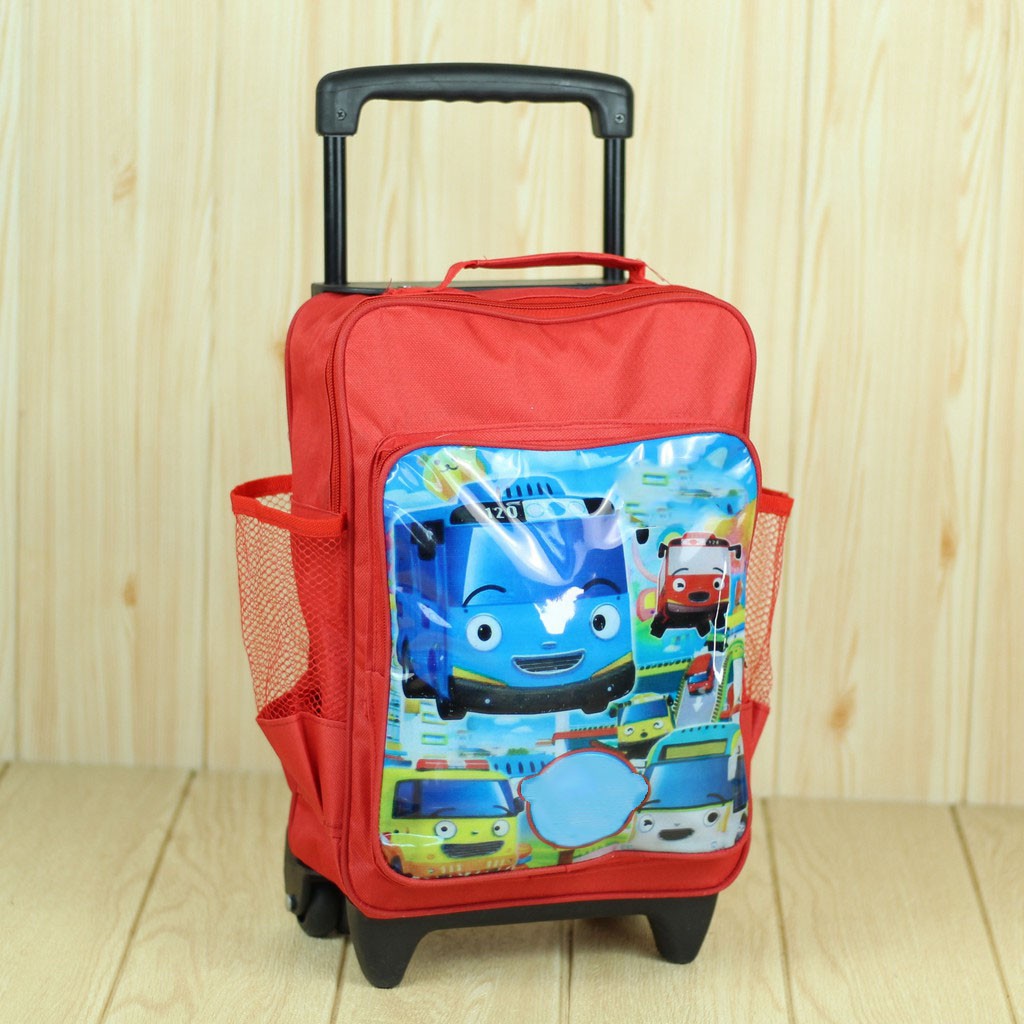 Ransel Gendong Dorong Termurah Gambar Little Bus Merah Tas Trolly Anak PAUD TK Cowok Keren Bagus