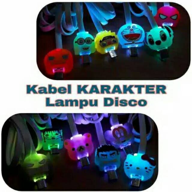 KABEL DATA LAMPU LED MOTIF KEPALA KARAKTER DISNEY-MICRO