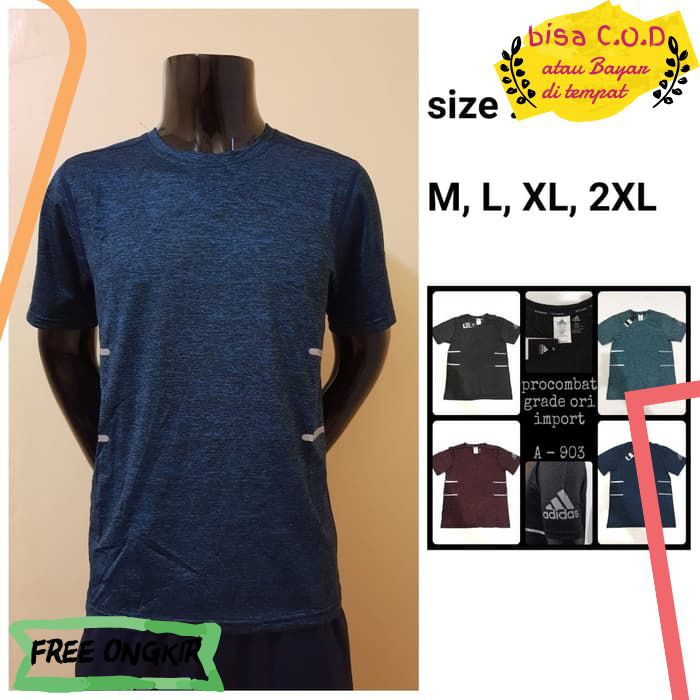 [COD]432 KAOS PROCOMBAT PRIA WANITA RUNNING / GYM ADIDAS TEE IMPORT GRADE ORIGINAL- NAVY