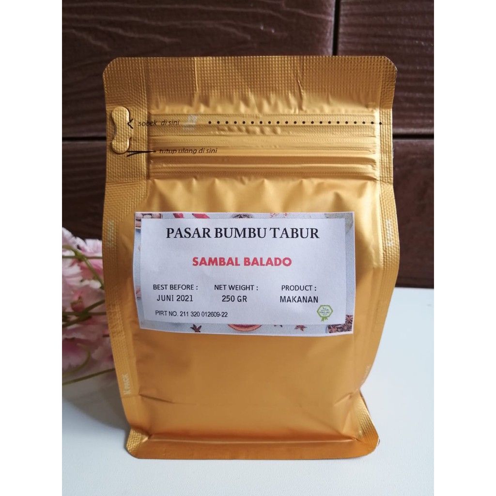 

BUMBU TABUR SAMBAL BALADO EXTRA PEDAS 250 GR BUBUK MAKANAN SERBAGUNA ENAK MURAH HALAL