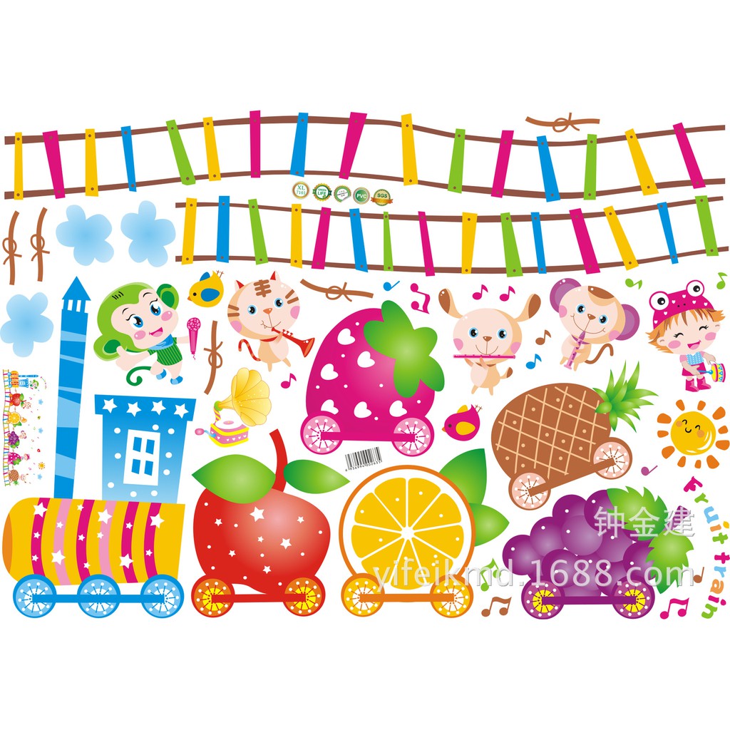 Reliza Wall Sticker Fruit Train Study Stiker Dinding LDR7101