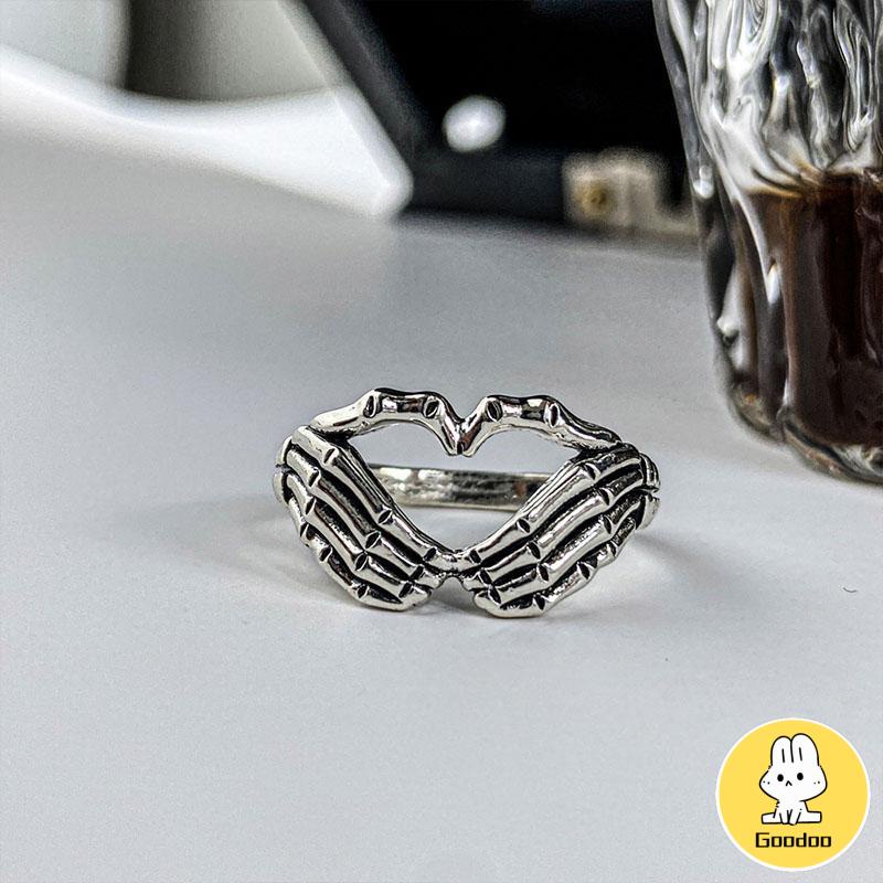 Korea Retro Hell Ghost Tangan Cinta Cincin Mendominasi Tren Pria Dan Wanita Cincin Perhiasan -Doo