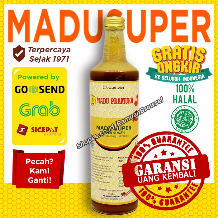 

Madu Super Pramuka 650ml (Madu + Pollen + Royal Jelly) Alami