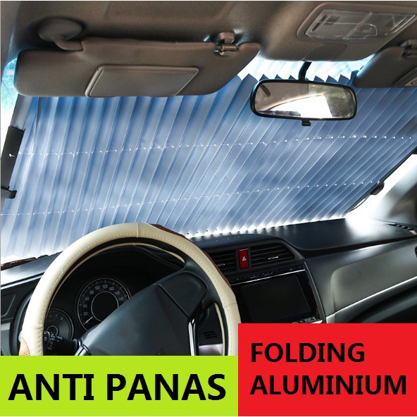 Anti panas Sun Guard Kaca Depan Mobil ALUMINIUM Model Auto Lipat / Folding