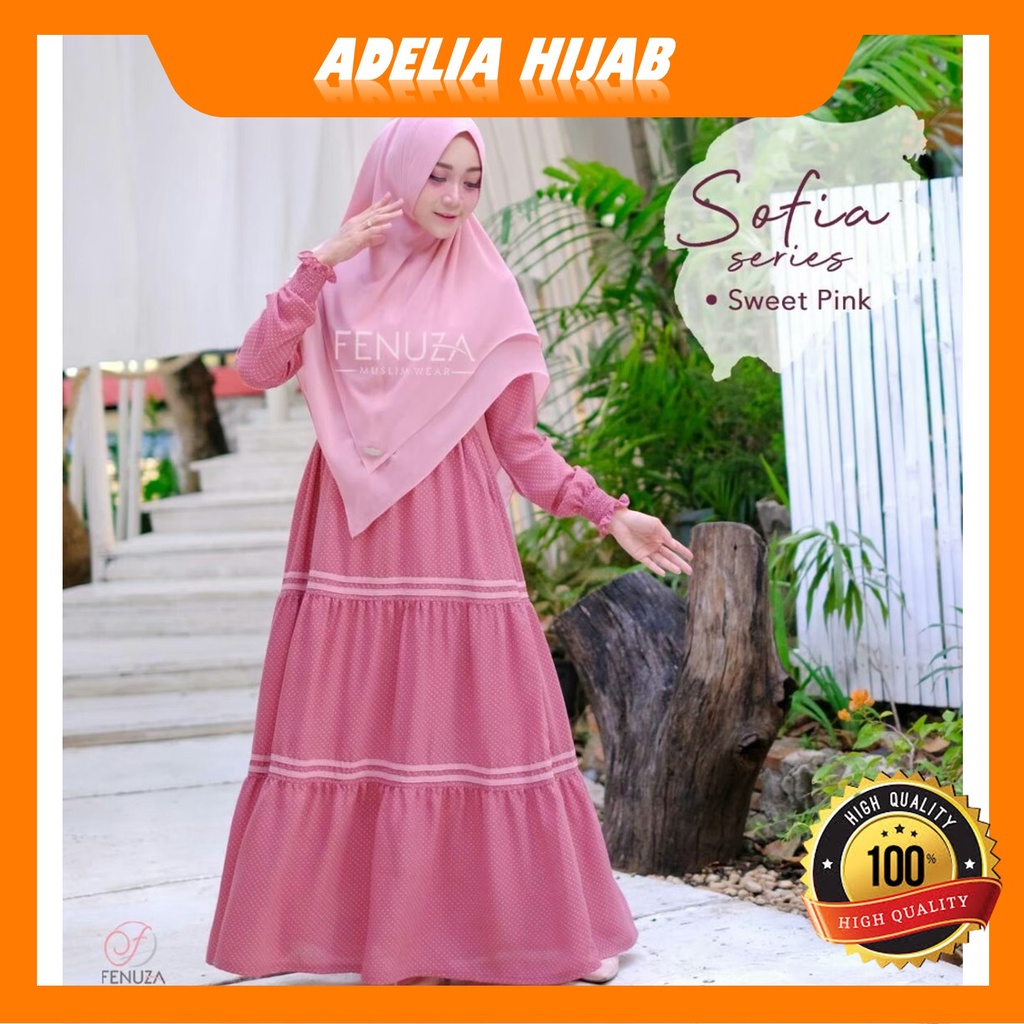 Dress Sofia Original Produk Fenuza, Baju Gamis wanita Terbaru 2021, Fashion Muslim SyriJumbo Menyusu
