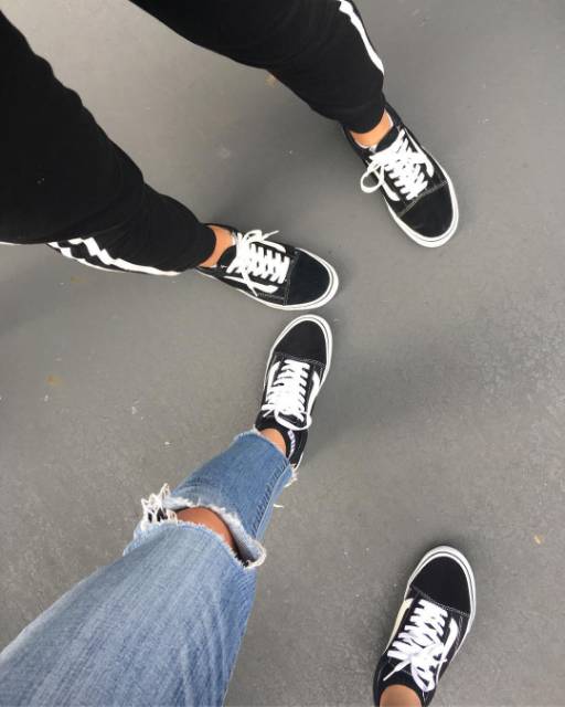 Vans Oldskool Black White Hitam Putih Sneakers Sekolah Kerja Kuliah Kado Hadiah Pria Wanita Murah