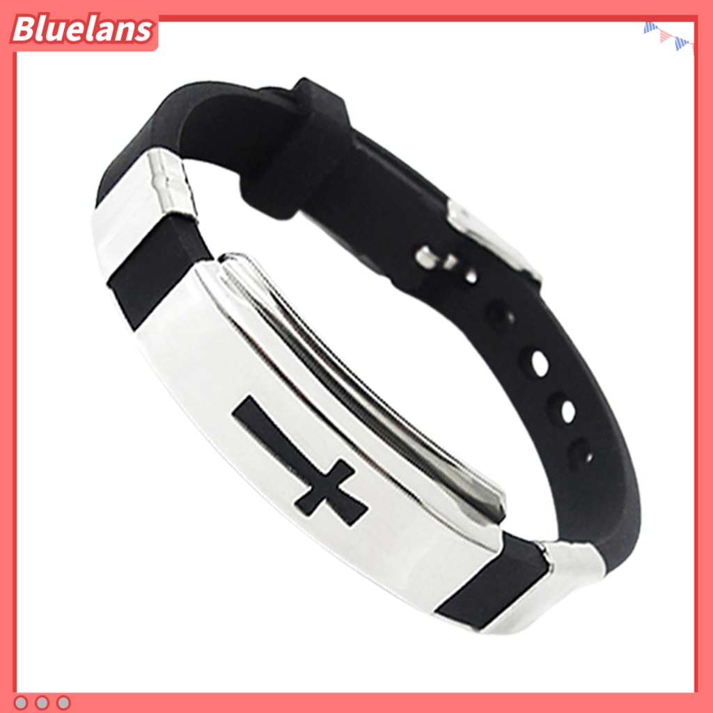 Bluelans Unisex Cross Pattern Stainless Steel All-match Bangle Bracelet