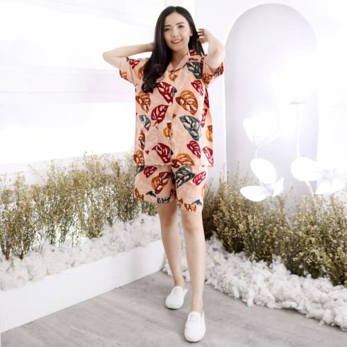 Setelan Piyama Wanita Pendek Motif Tie Dye One Set Rayon Baju Tidur Cewe DARTI HP Jumbo XXL-NARITA COKSU