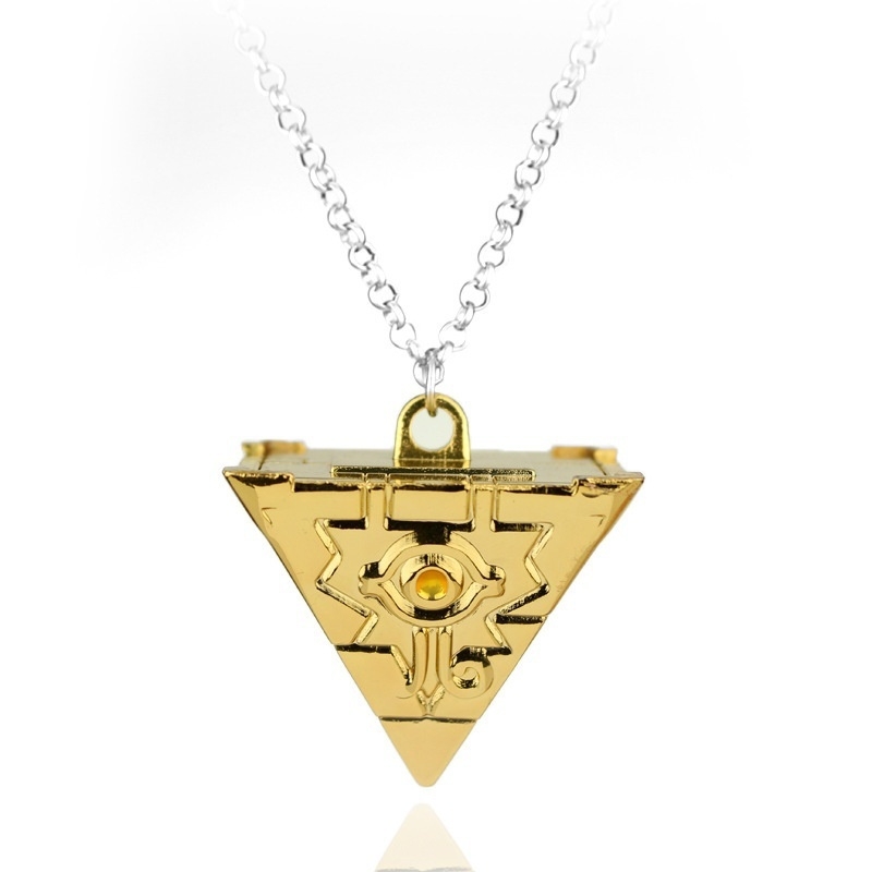 New men's fashion game king pyramid building block eye pendant necklace anime jewelry