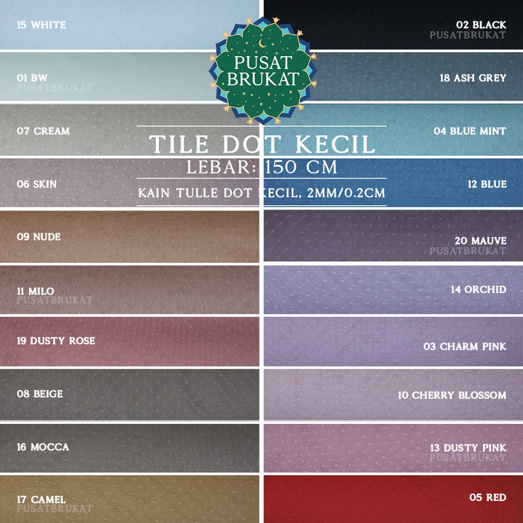 KAIN TILE DOT KECIL - BAHAN TULLE POLKADOT BINTIK HALUS LEMBUT , Lebar: 150cm [harga per 0.5m]
