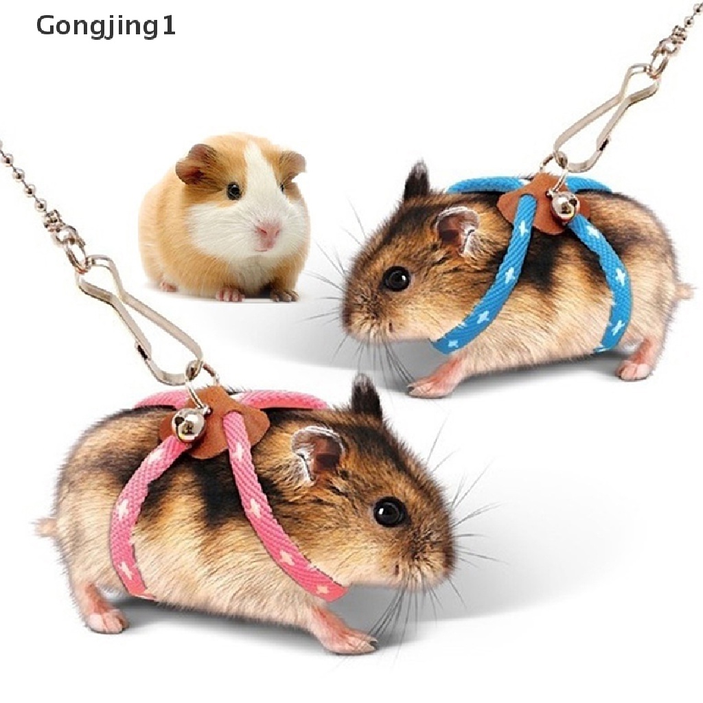 Gongjing1 Set Tali Tuntun Harness Adjustable Dengan Lonceng Untuk Hamster / Musang Peliharaan