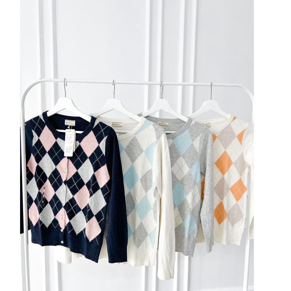 (STOK TERBATAS) Good Day Argyle Wool Cardigan