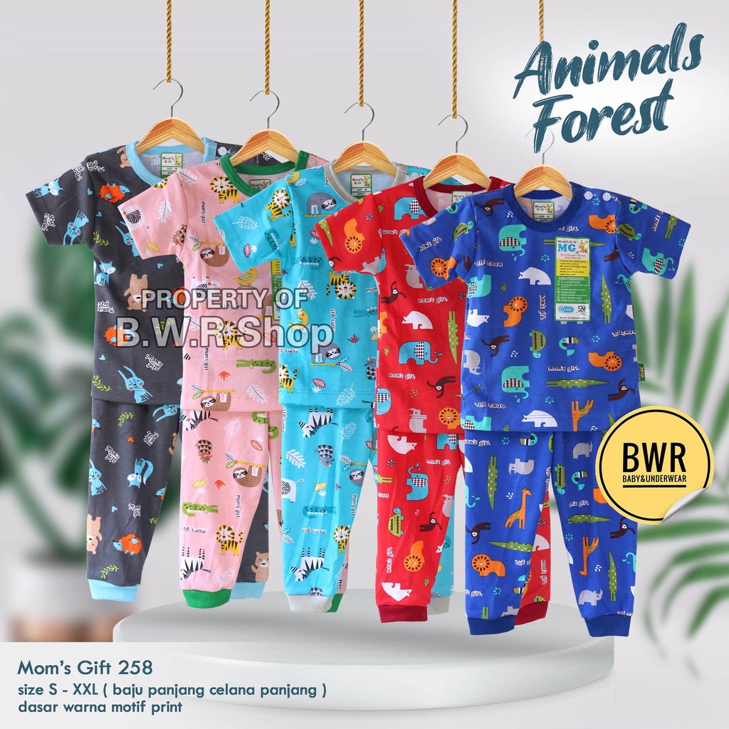 CPR Setelan Moms Gift Animals Forest / Piyama Anak Unisex Kancing Pundak Mom's Gift Motif Terbaru | Bwr