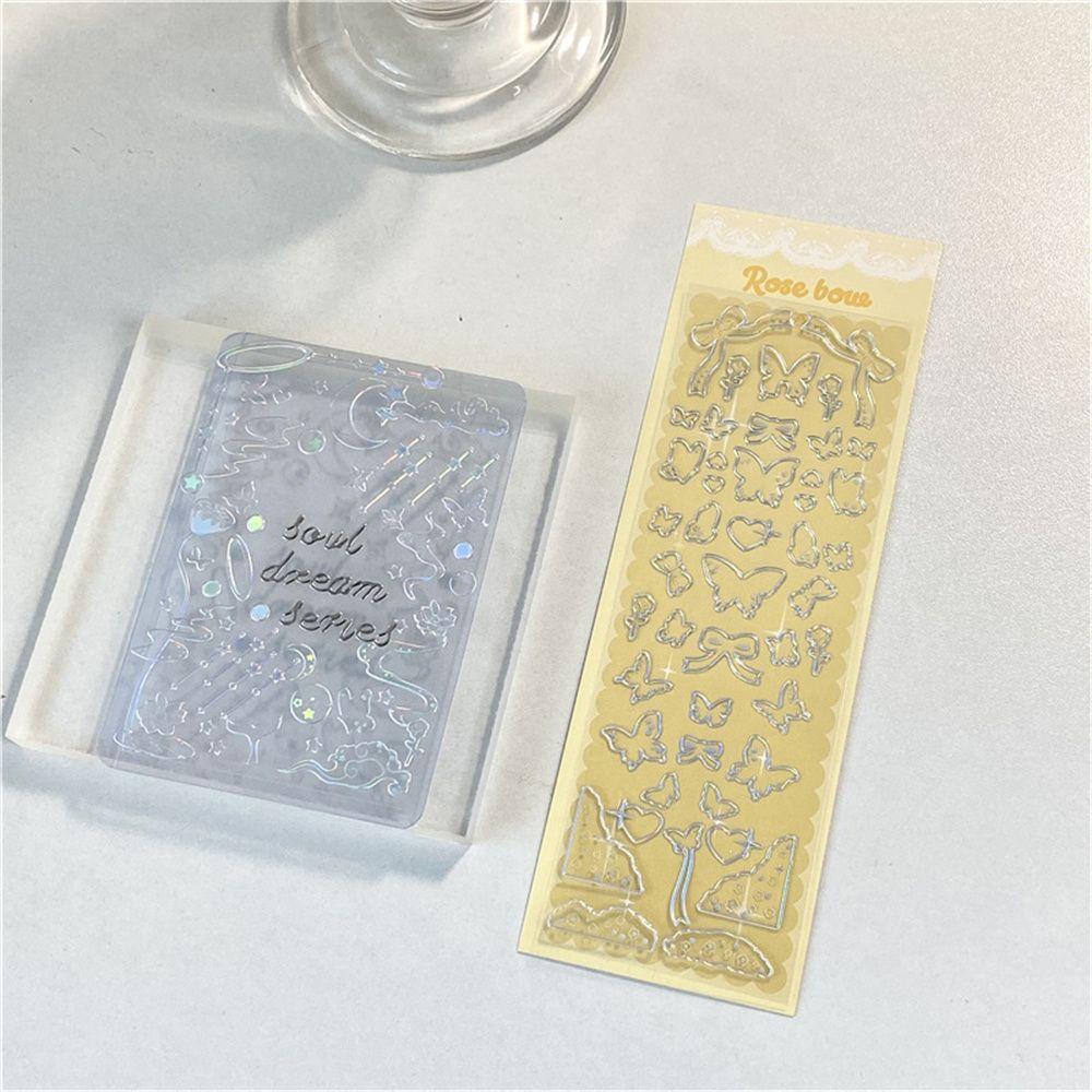 R-flower Stiker Hot Stamping Stationery Diary Kartu Idola Paus Kupu-Kupu Tangan Rekening Shiny PET Sticker