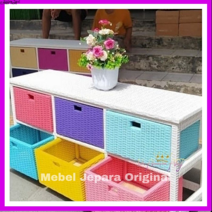 Meja Tv Rotan Sintetis - Bufet Laci Hias Pajangan Rumah Rotan Sintetis Anti Karat