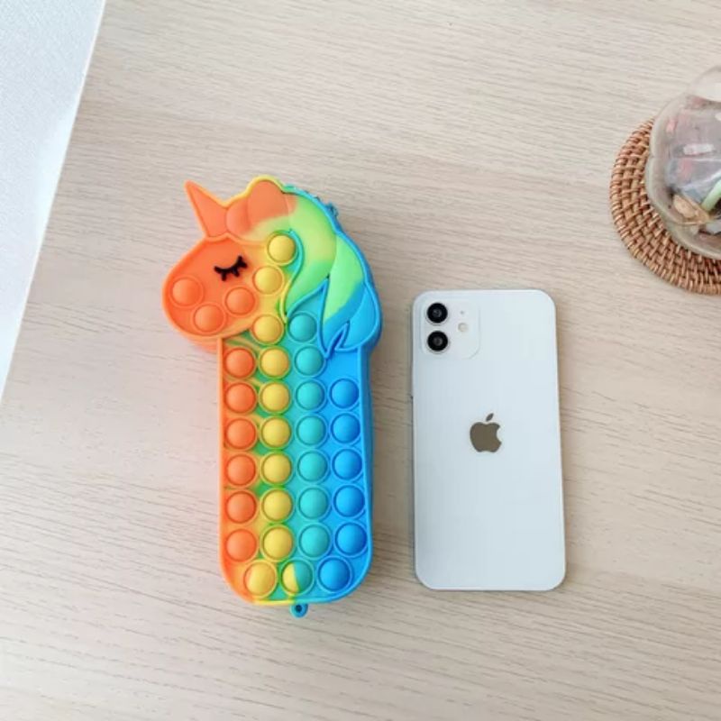 Tempat pensil Pop it Unicorn LED