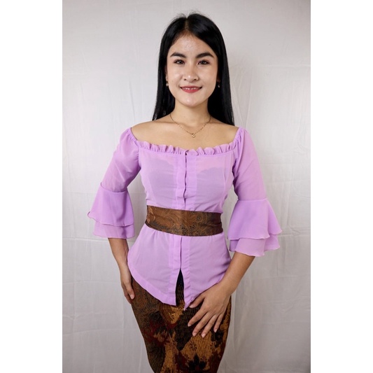 kebaya modern Sabrina lengan rumbai - kebaya polos - kebaya modern