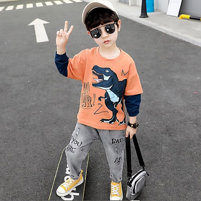 Setelan Anak Laki Laki Fashion Dinosaurus Roar