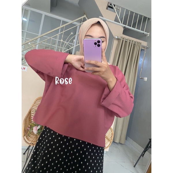 daniella crop top // atasan lucu // baju atasan wanita // luna crop top // stacy crop top-Rose (SH)