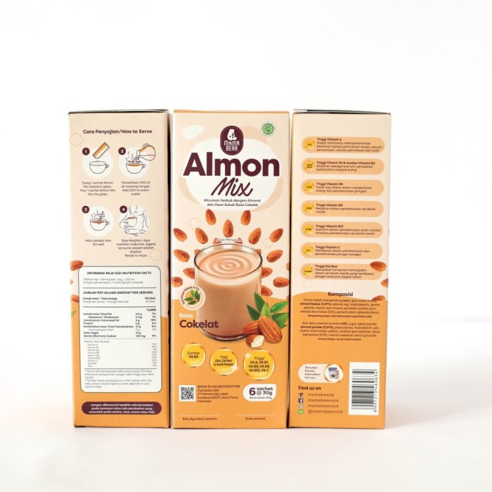 Mama Bear Almon Mix 6 Sachet @30gram - Minuman Serbuk Almond &amp; Daun Katuk