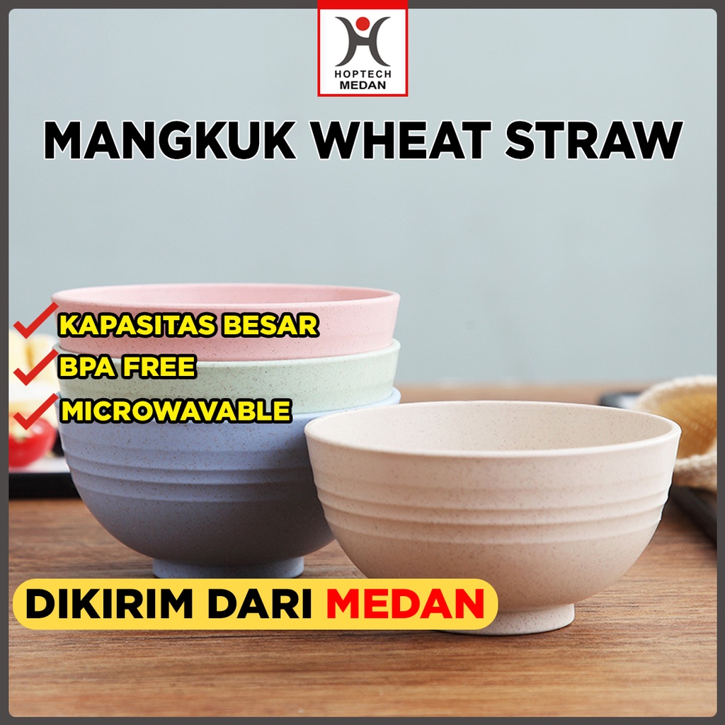 Mangkok Wheat Straw Bowl | Mangkuk Plastik Microwave Warna Warni | Gandum kokoh | BPA Free