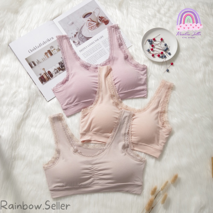 ✨Rainbow.Seller✨BRA MODAL VEST TANPA KAWAT BERAHAN HALUS PAKAIAN DALAM BRALETTE ELASTIS WOMEN PADDED
