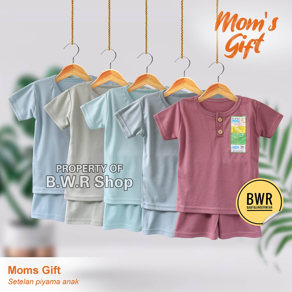 Setelan Moms Gift PENDEK POLOS Celestial Colorful / Colorwood Piyama Anak Unisex Kancing  Warna Polos | Bwr