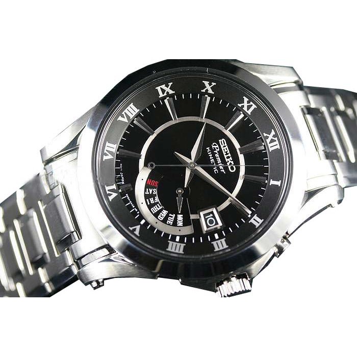 Seiko Premier SRN003P1 Kinetic Sapphire Black Dial - Jam Tangan Pria SRN003