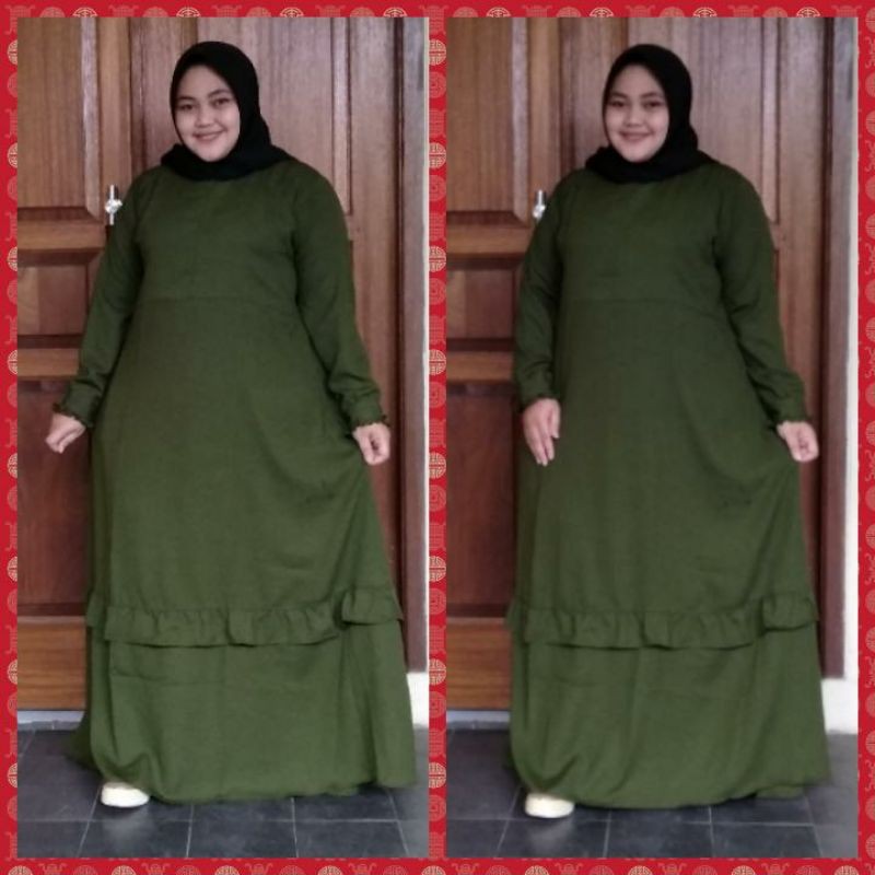 Gamis Jumbo Gamis Superjumbo gamis bigsize LD 130 LD 140 LD 150 Hijau Army