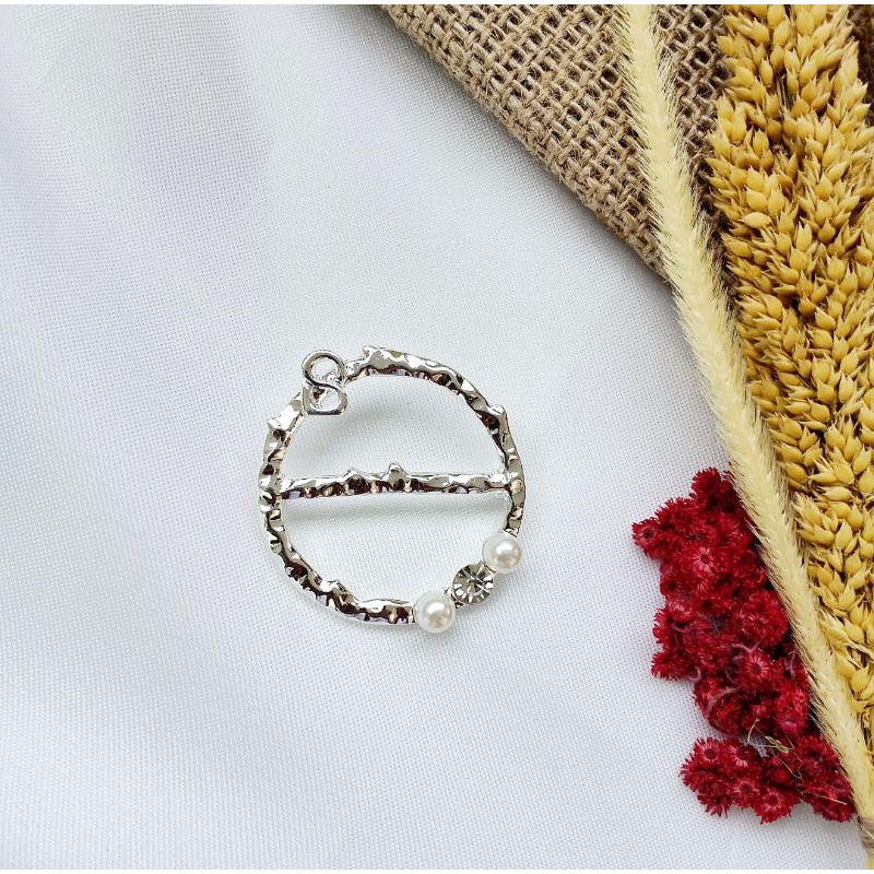 Brooch Buttonscarves KW//Bros Buttonscarves Polos/Mata/Mutiara-Bulat Silver